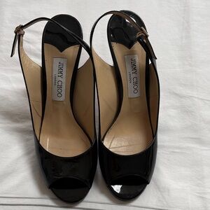 Jimmy Choo Glossy Black Slingback Heels